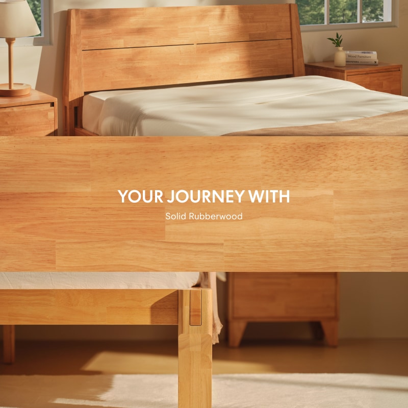 FlexiSpot Kana Japanese Joinery Bed with Headboard | Simple Design